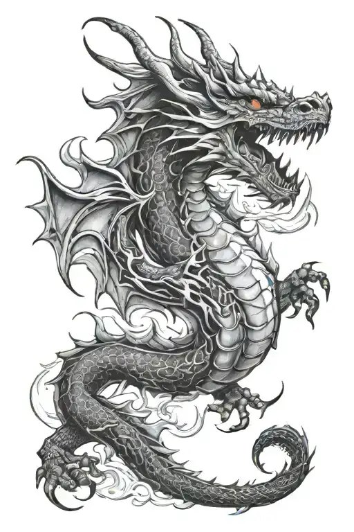 dragon breathing fire  tattoo design idea