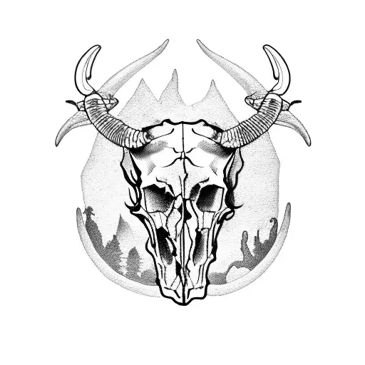 desert tattoo arm sleeve with a bull skull and scorpion  tattoo design idea