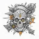 energy being crushed between large objects  tattoo design idea