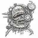 energy being crushed between large objects  tattoo design idea
