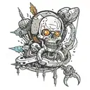 energy being crushed between large objects  tattoo design idea