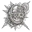 energy being crushed between large objects  tattoo design idea