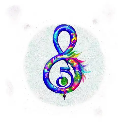 Aum, Leo, Bass Clef and Key connected tattoo design idea