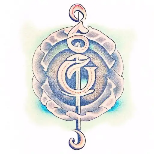 Aum, Leo, Bass Clef and Key joined tattoo design idea