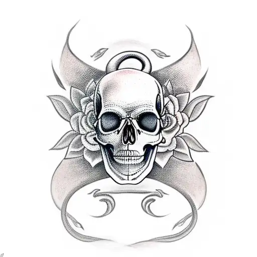 feminine skull and snake tattoo design idea