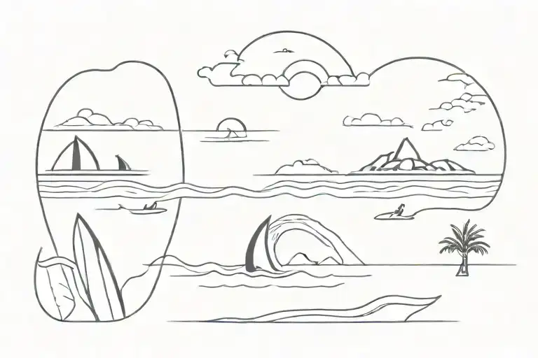 surf  travel tattoo design idea