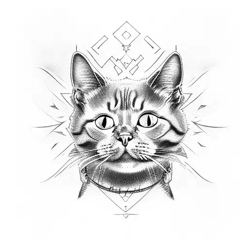 evil cat tattoo design idea