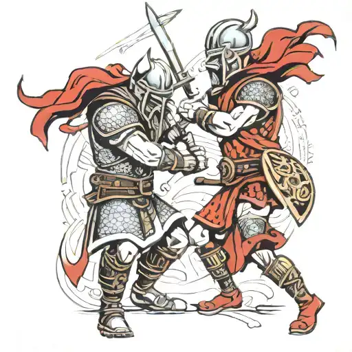 vikings gladiators battle tattoo design idea