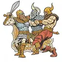 vikings gladiators battle tattoo design idea