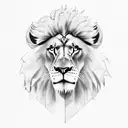 Lion King pride rock with a hunter, a Hawk, and a lion. tattoo design idea