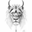 Lion King pride rock with a hunter, a Hawk, and a lion. tattoo design idea