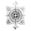 viking compass with the name anders in runes tattoo design idea