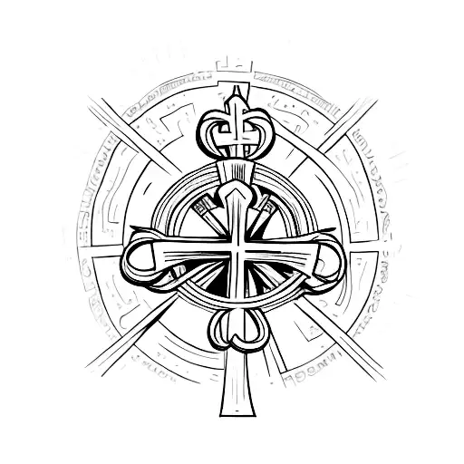 cross with bible verse phillipians 4:13 tattoo design idea