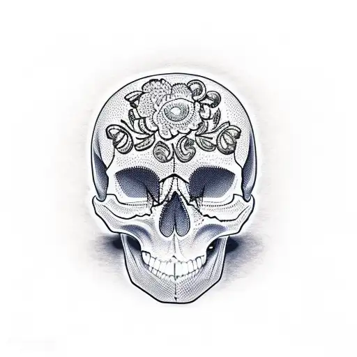 skull and candies tattoo design idea