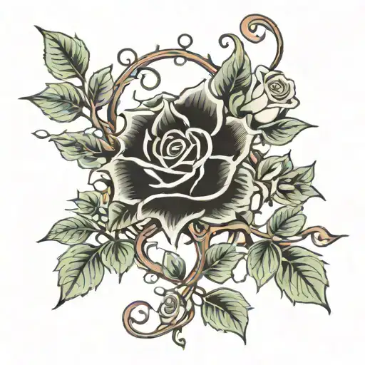 ivy vine with roses growing tattoo design idea