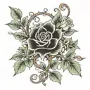 ivy vine with roses growing tattoo design idea