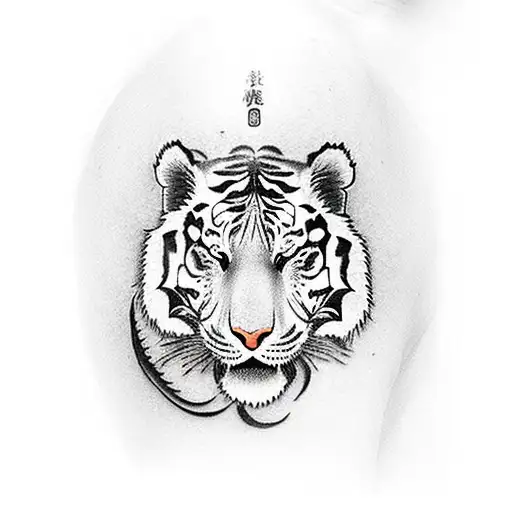 red Asian entire body tiger tattoo design idea