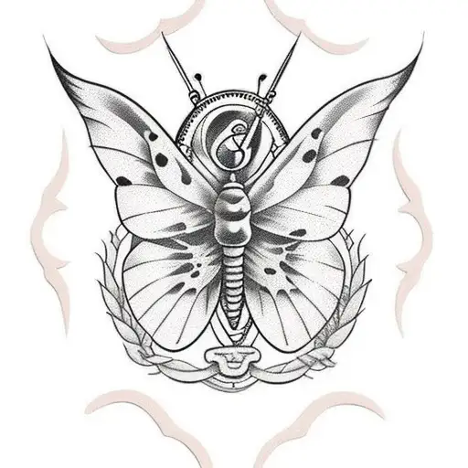 butterfly with sword tattoo design idea