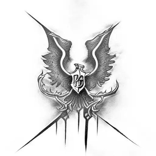 A scene from Harry Potter with a blackwork style tattoo design idea