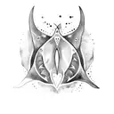 tatto of a Manta Ray, the left is on its back and the rigth side is on its front tattoo design idea