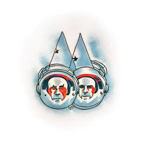 astronauts nudge each other with their elbows tattoo design idea