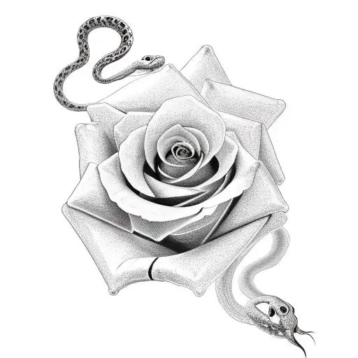  rose with a snake winding its way up the rose tattoo design idea