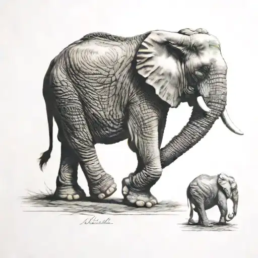 trunk up elephant on hind legs tattoo design idea