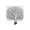 pine tree with roots creating veins on a heart tattoo design idea