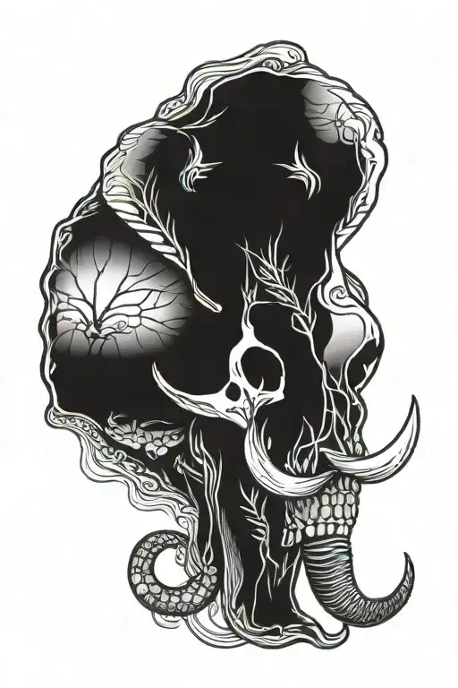 skull of elephant tattoo design idea