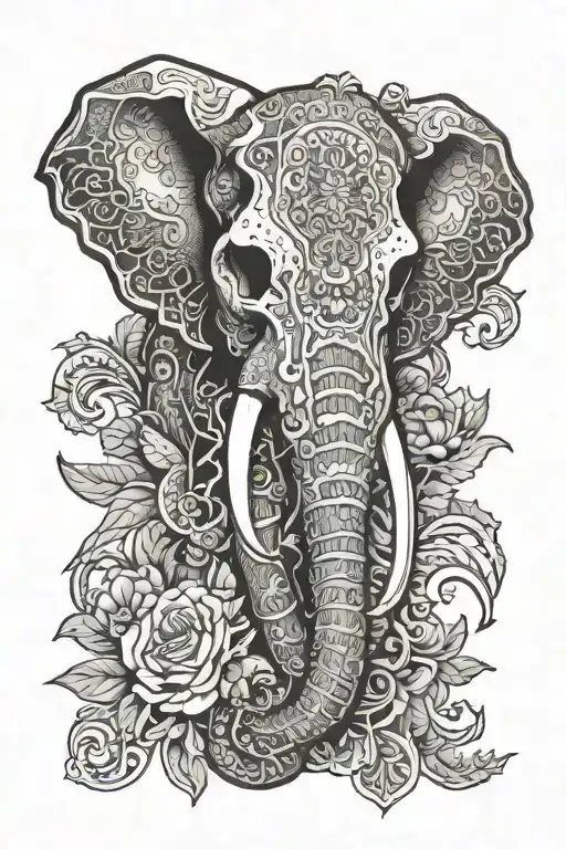 elephant skull tattoo design idea