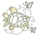 turtle, butterfly and bubbles tattoo design idea
