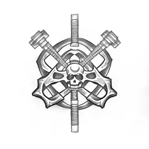 Dumbbell and football crossbones tattoo design idea
