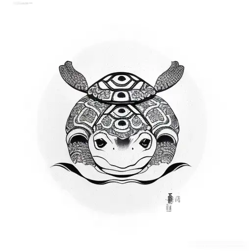 turtle with straw hat tattoo design idea