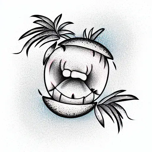 coconut smiling  tattoo design idea
