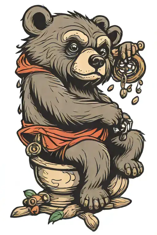 grumpy Bear sitting tattoo design idea