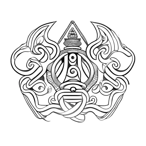 delicate, clover, horseshoe and Greek eye tattoo design idea