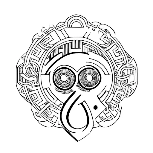 clover, horseshoe and Greek eye tattoo design idea