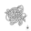 delicate, clover, horseshoe and Greek eye tattoo design idea