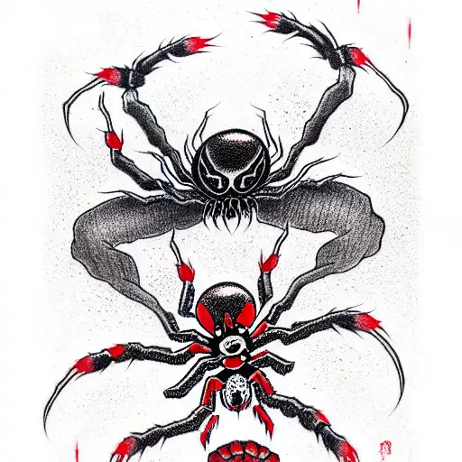 spider death vampire blood tattoo design idea
