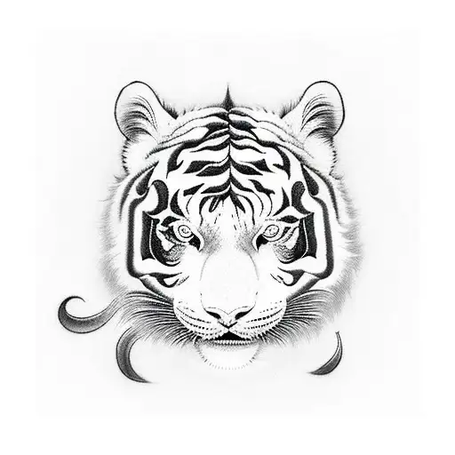 (yin and yang) with a black bat and a white tiger tattoo design idea