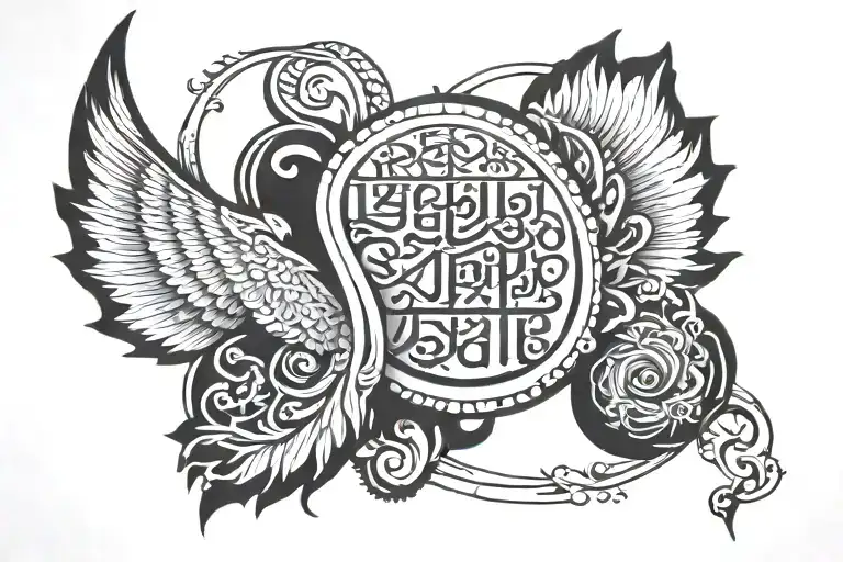 Sanskrit mantra never leave me and the end is the beginning ring tattoo tattoo design idea