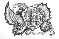 Sanskrit mantra never leave me and the end is the beginning ring tattoo tattoo design idea