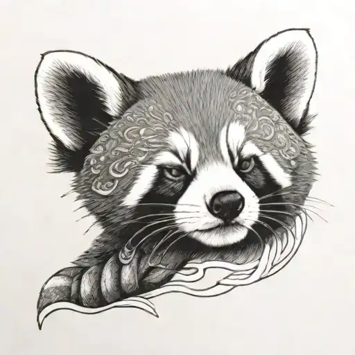 red panda sleeping tattoo design idea