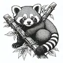 red panda sleeping on a bamboo branch tattoo design idea