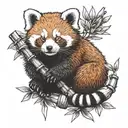 red panda sleeping on a bamboo branch tattoo design idea