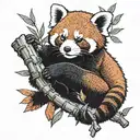 red panda sleeping on a bamboo branch tattoo design idea