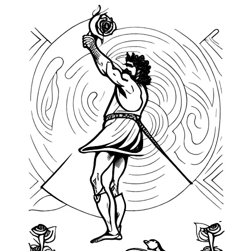 The Fool Tarot holding a rose tattoo design idea