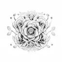 S,K,B,R,C,E cursive floral tattoo design idea