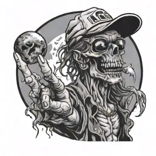 black and white Zombie holding the burning planet earth in his hand, he must wear sun glasses and in the re tattoo design idea