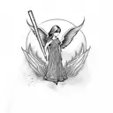 angels smoking tattoo design idea